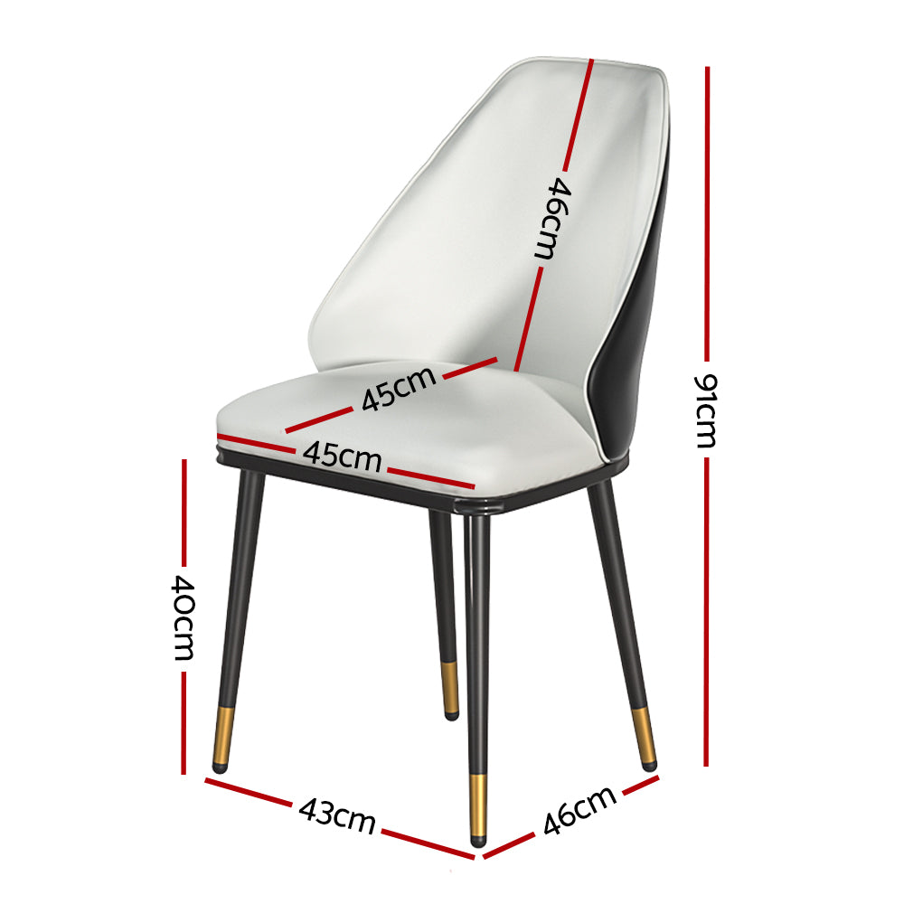Artiss Dining Chairs Set of 2 Leather Seat Beige and Black-Furniture &gt; Dining-PEROZ Accessories