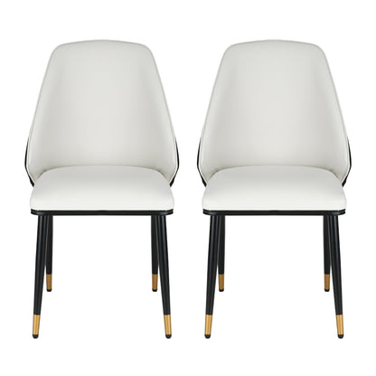 Artiss Dining Chairs Set of 2 Leather Seat Beige and Black-Furniture &gt; Dining-PEROZ Accessories