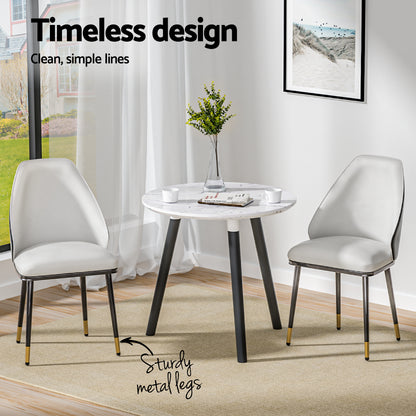 Artiss Dining Chairs Set of 2 Leather Seat Beige and Black-Furniture &gt; Dining-PEROZ Accessories