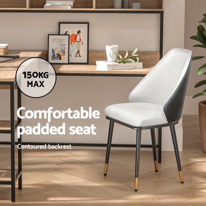 Artiss Dining Chairs Set of 2 Leather Seat Beige and Black-Furniture &gt; Dining-PEROZ Accessories