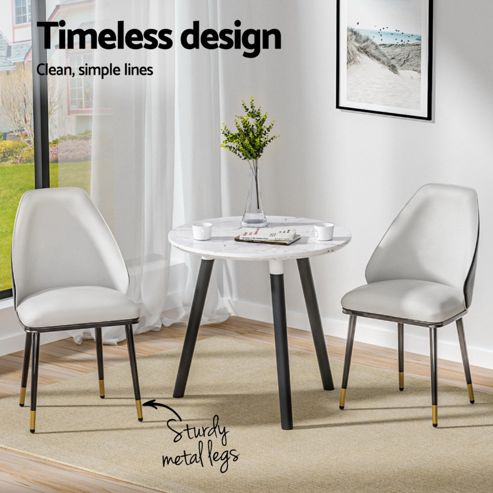 Artiss Dining Chairs Set of 4 Leather Seat Beige and Black-Furniture &gt; Dining &gt; Kitchen &amp; Dining Chairs-PEROZ Accessories