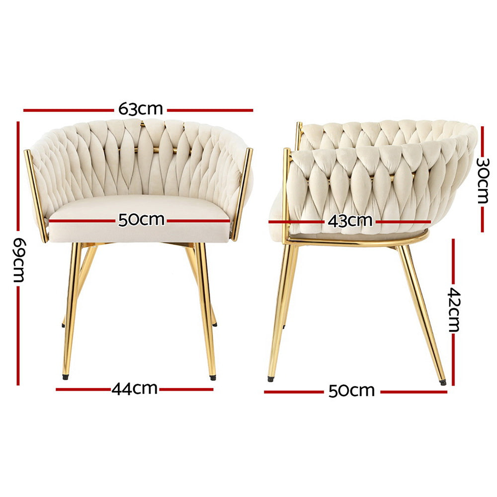 1 Artiss Dining Chair Velvet Armchair Beige-Furniture &gt; Dining &gt; Kitchen &amp; Dining Chairs-PEROZ Accessories