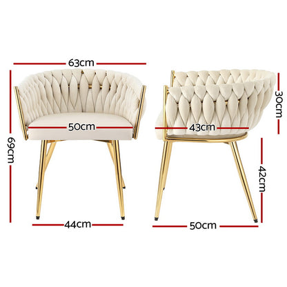1 Artiss Dining Chair Velvet Armchair Beige-Furniture &gt; Dining &gt; Kitchen &amp; Dining Chairs-PEROZ Accessories