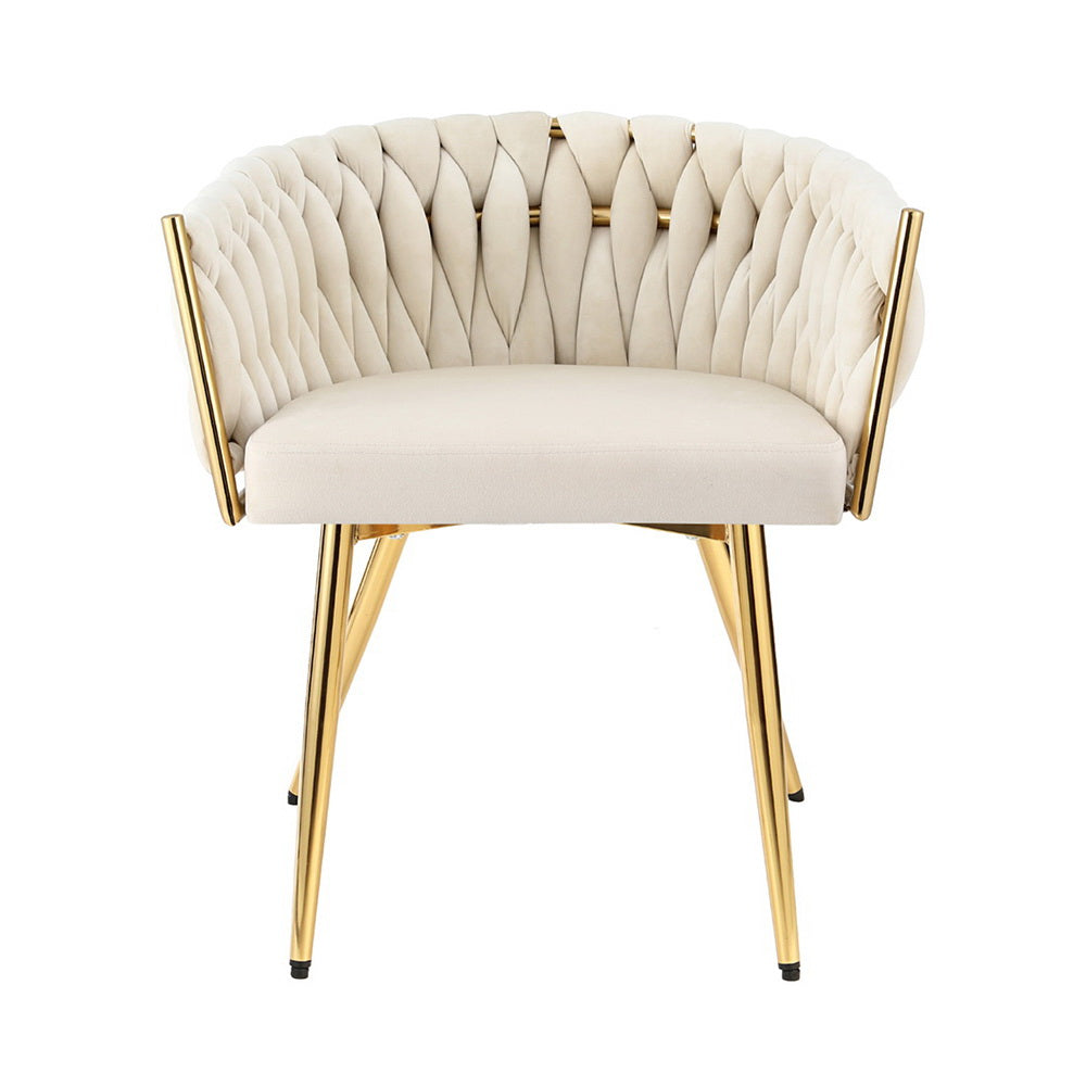 1 Artiss Dining Chair Velvet Armchair Beige-Furniture &gt; Dining &gt; Kitchen &amp; Dining Chairs-PEROZ Accessories