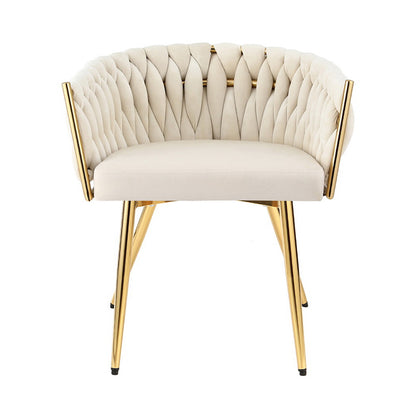 1 Artiss Dining Chair Velvet Armchair Beige-Furniture &gt; Dining &gt; Kitchen &amp; Dining Chairs-PEROZ Accessories