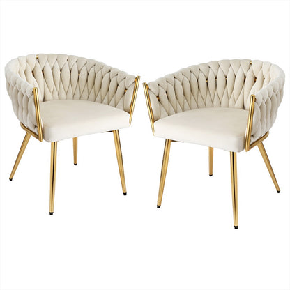 1 Set of 2 Artiss Dining Chairs Velvet Armchair Beige-Furniture &gt; Dining &gt; Kitchen &amp; Dining Chairs-PEROZ Accessories