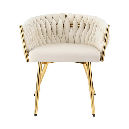 1 Set of 2 Artiss Dining Chairs Velvet Armchair Beige-Furniture &gt; Dining &gt; Kitchen &amp; Dining Chairs-PEROZ Accessories
