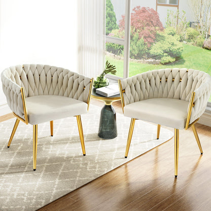 1 Set of 2 Artiss Dining Chairs Velvet Armchair Beige-Furniture &gt; Dining &gt; Kitchen &amp; Dining Chairs-PEROZ Accessories