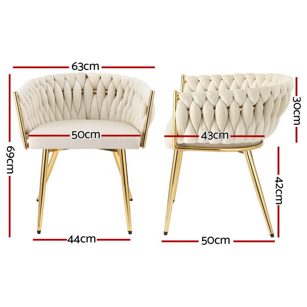 1 Set of 4 Artiss Dining Chairs Velvet Armchair Beige-Furniture &gt; Dining &gt; Kitchen &amp; Dining Chairs-PEROZ Accessories