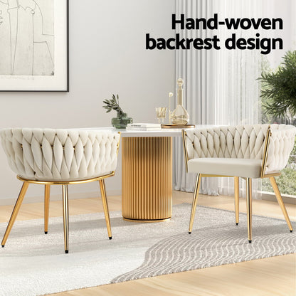 1 Set of 4 Artiss Dining Chairs Velvet Armchair Beige-Furniture &gt; Dining &gt; Kitchen &amp; Dining Chairs-PEROZ Accessories