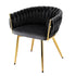 Artiss 1x Dining Chair Armchair Cafe Kitchen Lounge Chairs Velvet Weaving Black-Furniture > Dining > Kitchen & Dining Chairs-PEROZ Accessories