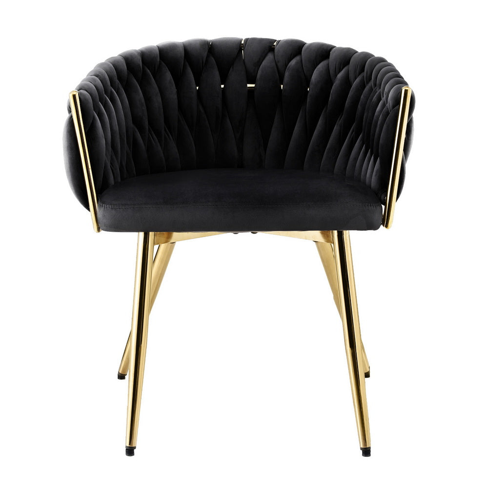 Artiss 1x Dining Chair Armchair Cafe Kitchen Lounge Chairs Velvet Weaving Black-Furniture &gt; Dining &gt; Kitchen &amp; Dining Chairs-PEROZ Accessories