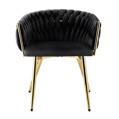 Artiss 1x Dining Chair Armchair Cafe Kitchen Lounge Chairs Velvet Weaving Black-Furniture &gt; Dining &gt; Kitchen &amp; Dining Chairs-PEROZ Accessories
