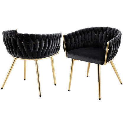 1 Set of 2 Artiss Dining Chairs Velvet Armchair Black-Furniture &gt; Dining &gt; Kitchen &amp; Dining Chairs-PEROZ Accessories