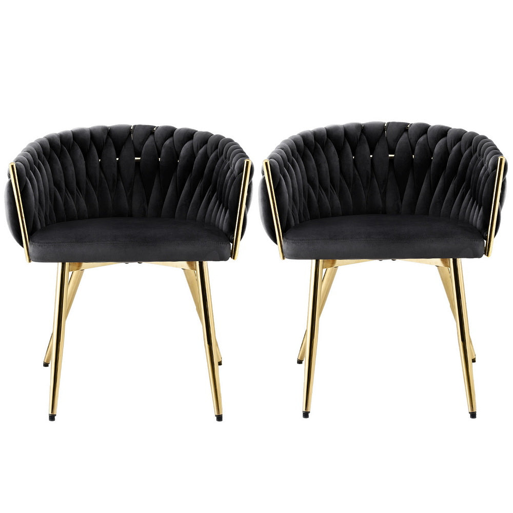 1 Set of 2 Artiss Dining Chairs Velvet Armchair Black-Furniture &gt; Dining &gt; Kitchen &amp; Dining Chairs-PEROZ Accessories