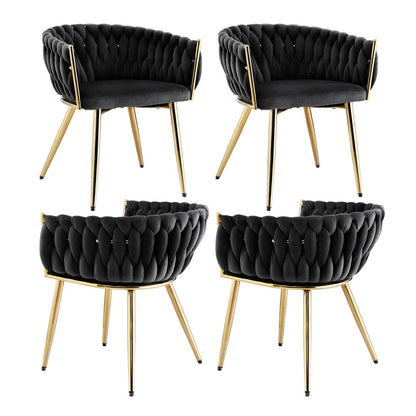 1 Set of 4 Artiss Dining Chairs Velvet Armchair Black-Furniture &gt; Dining &gt; Kitchen &amp; Dining Chairs-PEROZ Accessories