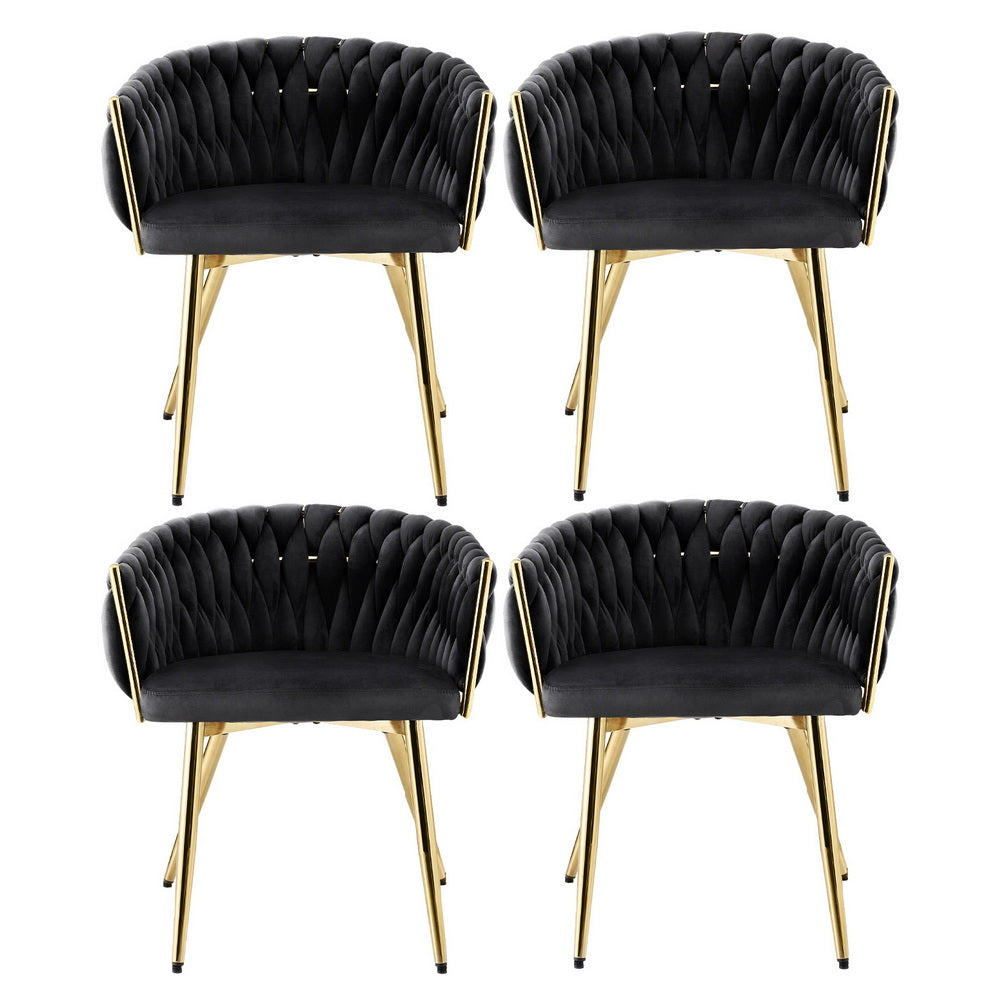 1 Set of 4 Artiss Dining Chairs Velvet Armchair Black-Furniture &gt; Dining &gt; Kitchen &amp; Dining Chairs-PEROZ Accessories