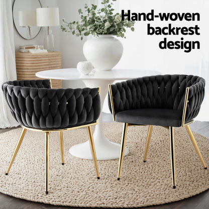 1 Set of 4 Artiss Dining Chairs Velvet Armchair Black-Furniture &gt; Dining &gt; Kitchen &amp; Dining Chairs-PEROZ Accessories