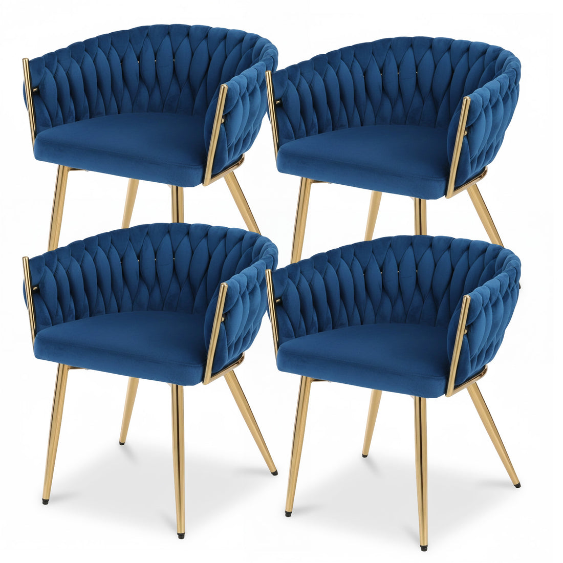 1 Set of 4 Artiss Dining Chairs Velvet Weaving Armchair Blue-Furniture > Dining > Kitchen &amp; Dining Chairs-PEROZ Accessories