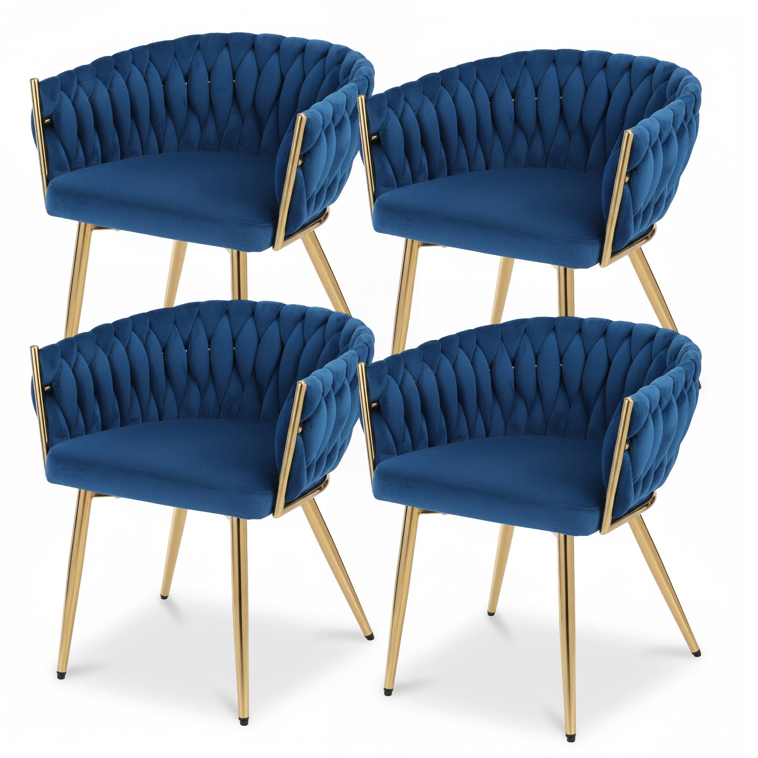 1 Set of 4 Artiss Dining Chairs Velvet Weaving Armchair Blue-Furniture > Dining > Kitchen &amp; Dining Chairs-PEROZ Accessories