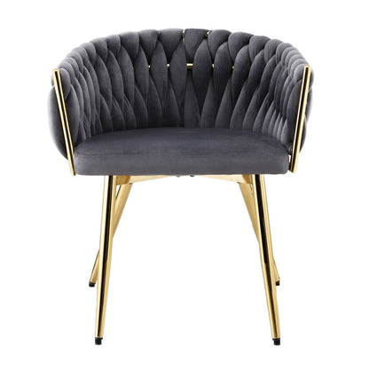 Artiss 1x Dining Chair Armchair Cafe Kitchen Lounge Chairs Velvet Weaving Grey-Furniture &gt; Dining &gt; Kitchen &amp; Dining Chairs-PEROZ Accessories