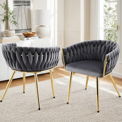 1 Set of 2 Artiss Dining Chairs Velvet Armchair Grey-Furniture &gt; Dining &gt; Kitchen &amp; Dining Chairs-PEROZ Accessories
