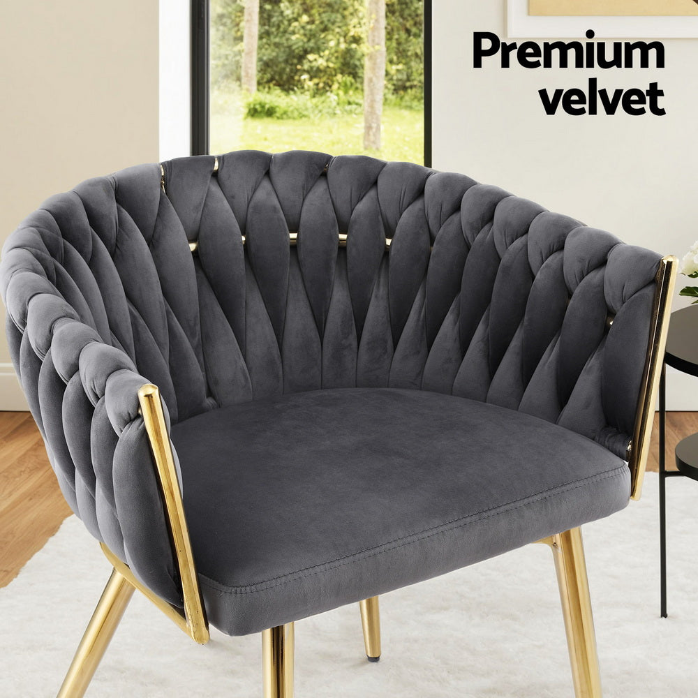 1 Set of 4 Artiss Dining Chairs Velvet Armchair Grey-Furniture &gt; Dining &gt; Kitchen &amp; Dining Chairs-PEROZ Accessories