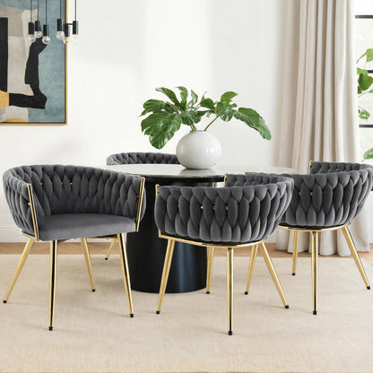 1 Set of 4 Artiss Dining Chairs Velvet Armchair Grey-Furniture &gt; Dining &gt; Kitchen &amp; Dining Chairs-PEROZ Accessories