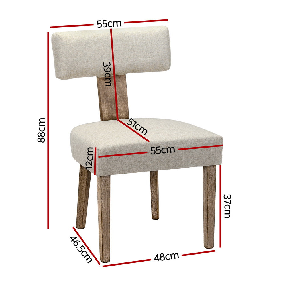 Artiss Dining Chairs Set of 2 Linen Fabric Wooden Beige-Furniture &gt; Bar Stools &amp; Chairs-PEROZ Accessories