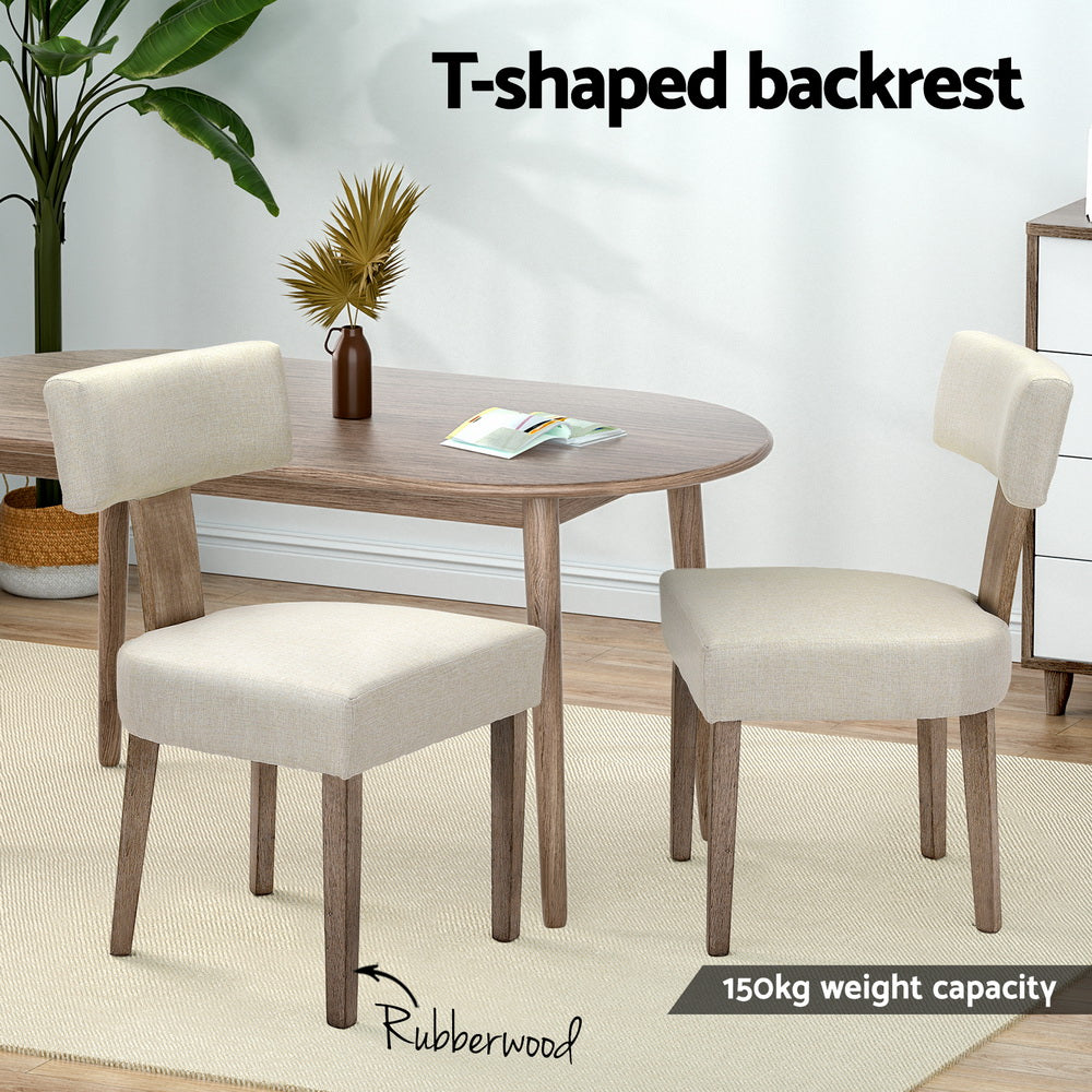 Artiss Dining Chairs Set of 4 Linen Fabric Wooden Beige-Furniture &gt; Dining &gt; Kitchen &amp; Dining Chairs-PEROZ Accessories