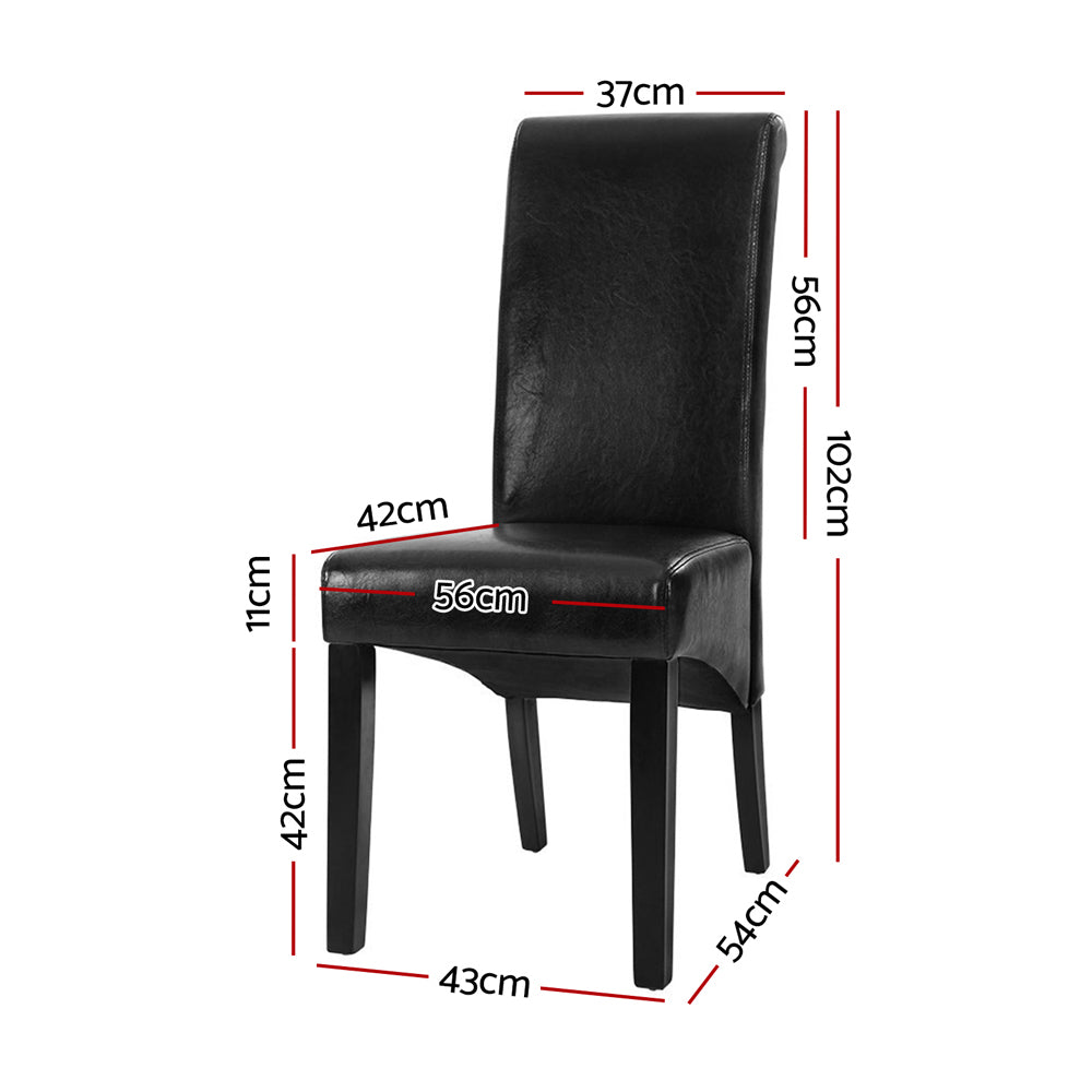 Artiss Dining Chairs Set of 2 Leather Parsons Chair Black-Furniture &gt; Bar Stools &amp; Chairs &gt; Table &amp; Bar Stools-PEROZ Accessories