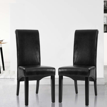 Artiss Dining Chairs Set of 2 Leather Parsons Chair Black-Furniture &gt; Bar Stools &amp; Chairs &gt; Table &amp; Bar Stools-PEROZ Accessories