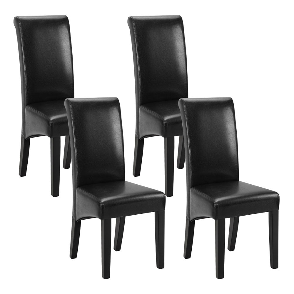 Artiss Dining Chairs Set of 2 Leather Parsons Chair Black-Furniture &gt; Dining &gt; Kitchen &amp; Dining Chairs-PEROZ Accessories