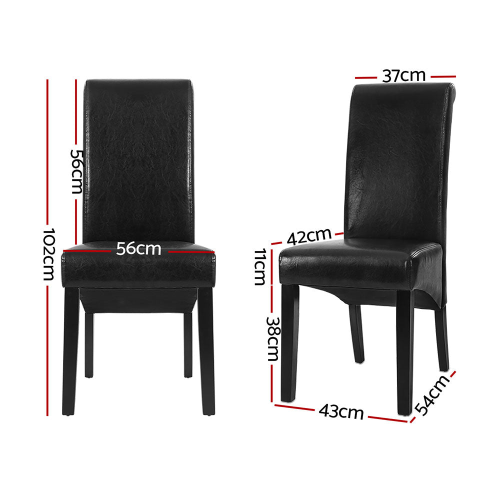 Artiss Dining Chairs Set of 2 Leather Parsons Chair Black-Furniture &gt; Dining &gt; Kitchen &amp; Dining Chairs-PEROZ Accessories