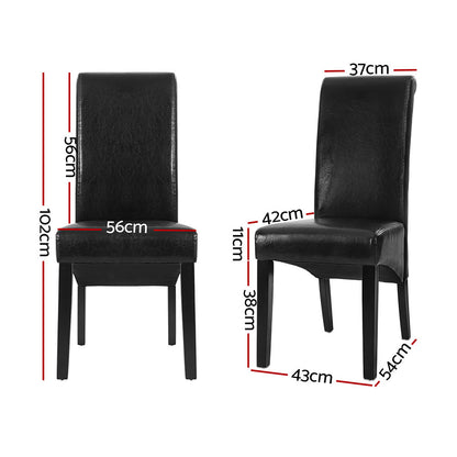 Artiss Dining Chairs Set of 2 Leather Parsons Chair Black-Furniture &gt; Dining &gt; Kitchen &amp; Dining Chairs-PEROZ Accessories