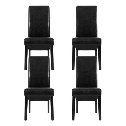 Artiss Dining Chairs Set of 2 Leather Parsons Chair Black-Furniture &gt; Dining &gt; Kitchen &amp; Dining Chairs-PEROZ Accessories