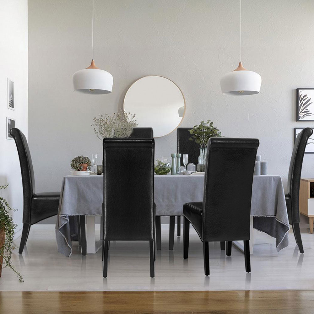 Artiss Dining Chairs Set of 2 Leather Parsons Chair Black-Furniture &gt; Dining &gt; Kitchen &amp; Dining Chairs-PEROZ Accessories
