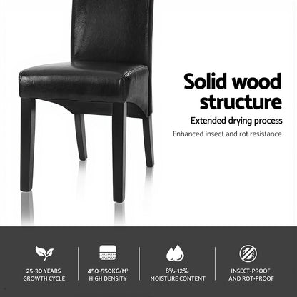 Artiss Dining Chairs Set of 2 Leather Parsons Chair Black-Furniture &gt; Dining &gt; Kitchen &amp; Dining Chairs-PEROZ Accessories