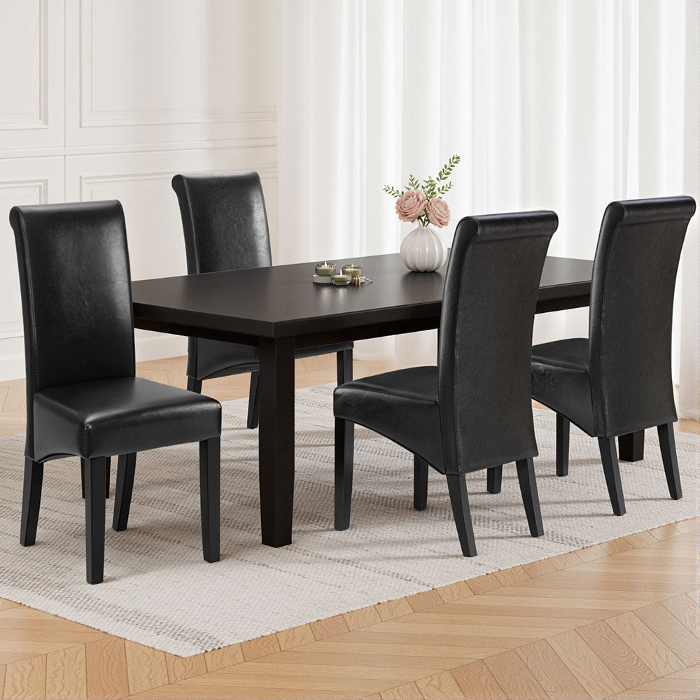 Artiss Dining Chairs Set of 2 Leather Parsons Chair Black-Furniture &gt; Dining &gt; Kitchen &amp; Dining Chairs-PEROZ Accessories