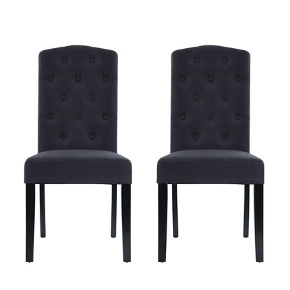 Artiss Dining Chairs Set of 2 Linen Parsons Chair Dark Grey-Dining Chairs-PEROZ Accessories