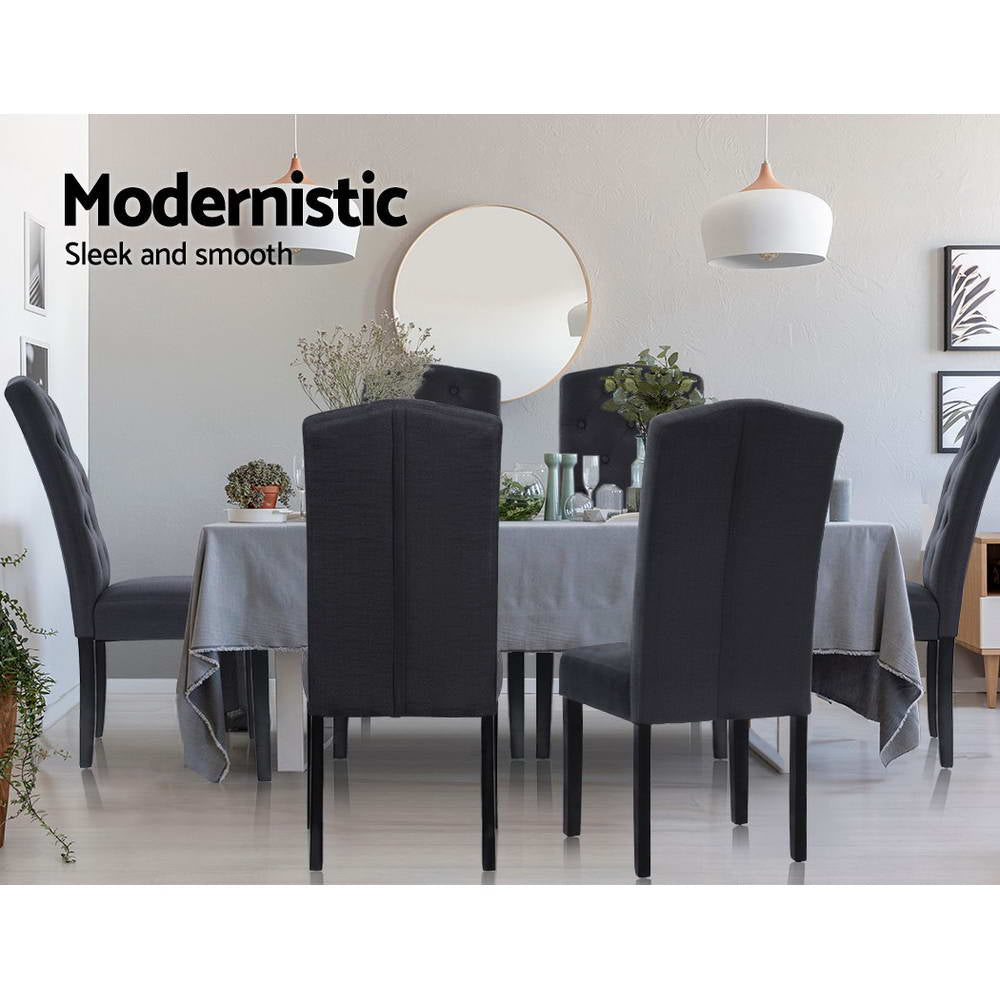 Artiss Dining Chairs Set of 2 Linen Parsons Chair Dark Grey-Dining Chairs-PEROZ Accessories