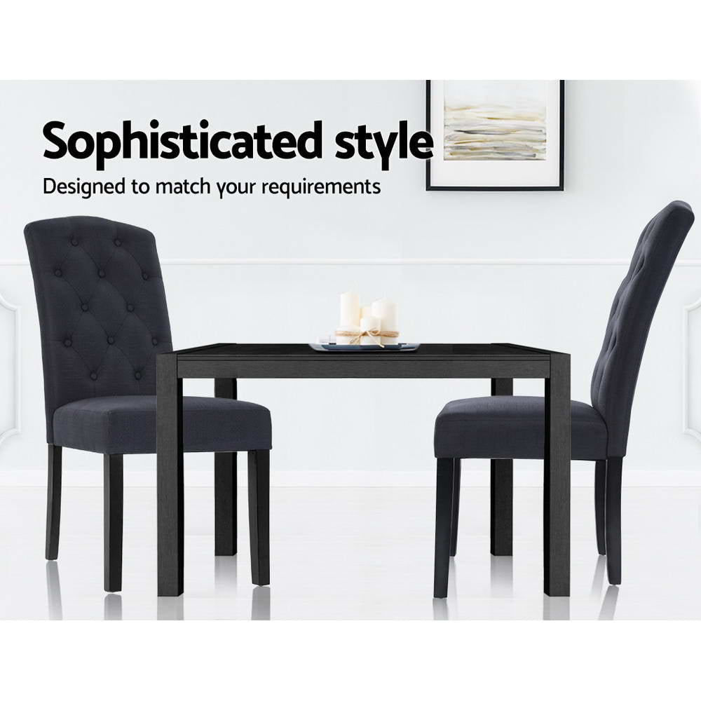 Artiss Dining Chairs Set of 2 Linen Parsons Chair Dark Grey-Dining Chairs-PEROZ Accessories