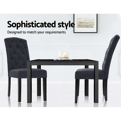 Artiss Dining Chairs Set of 2 Linen Parsons Chair Dark Grey-Dining Chairs-PEROZ Accessories