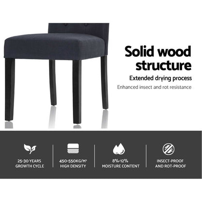Artiss Dining Chairs Set of 2 Linen Parsons Chair Dark Grey-Dining Chairs-PEROZ Accessories