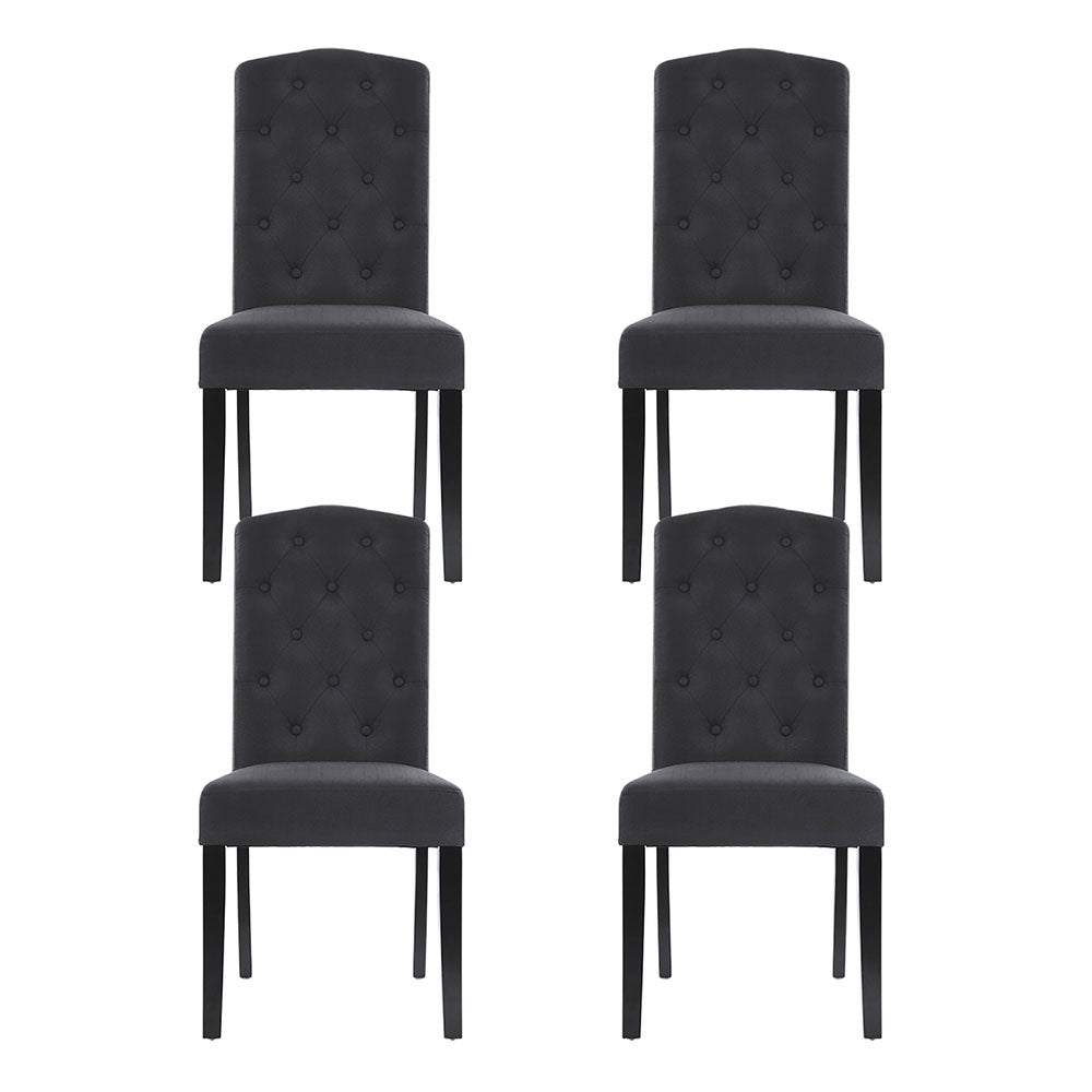 Artiss Dining Chairs Set of 4 Linen Parsons Chair Dark Grey-Furniture &gt; Dining &gt; Kitchen &amp; Dining Chairs-PEROZ Accessories