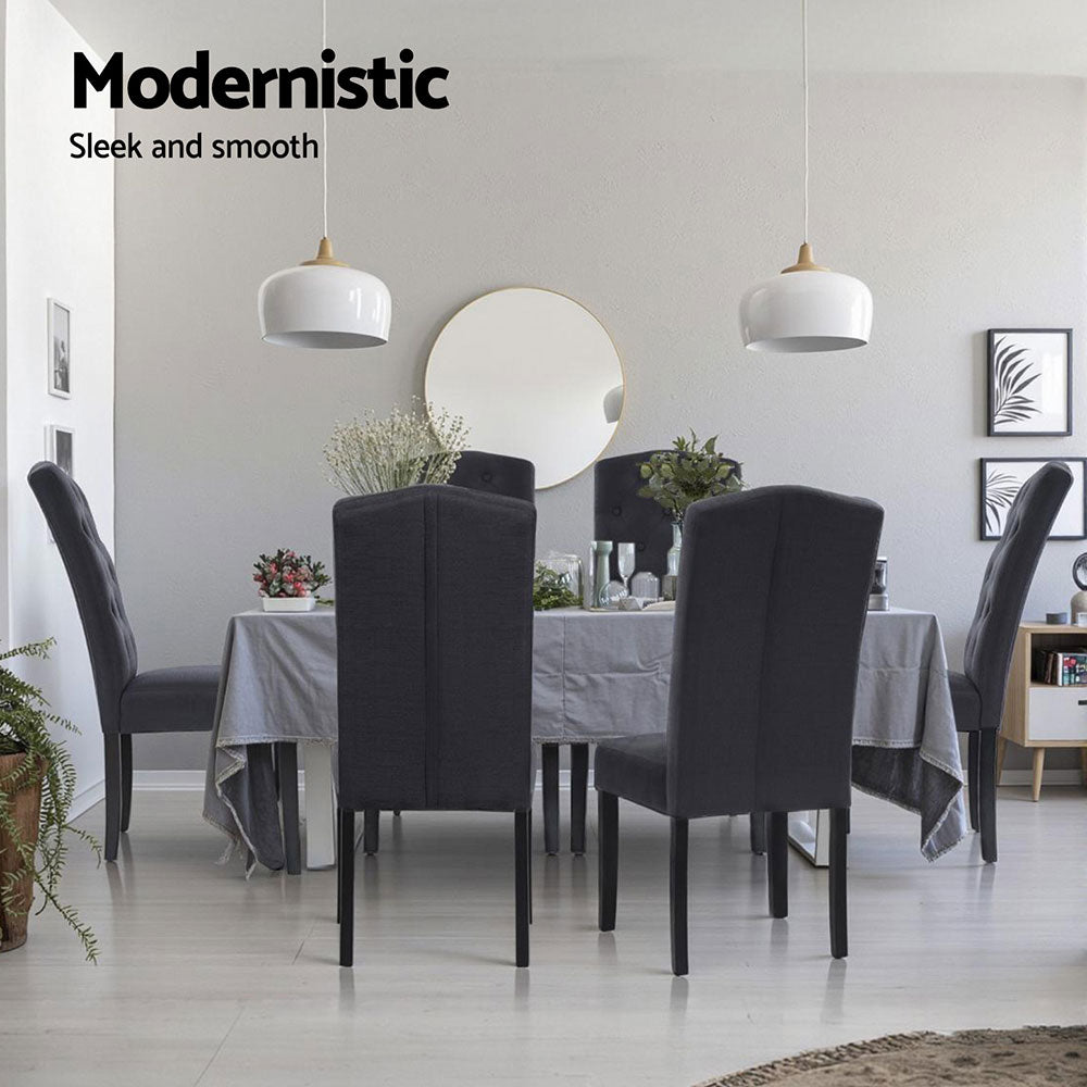 Artiss Dining Chairs Set of 4 Linen Parsons Chair Dark Grey-Furniture &gt; Dining &gt; Kitchen &amp; Dining Chairs-PEROZ Accessories