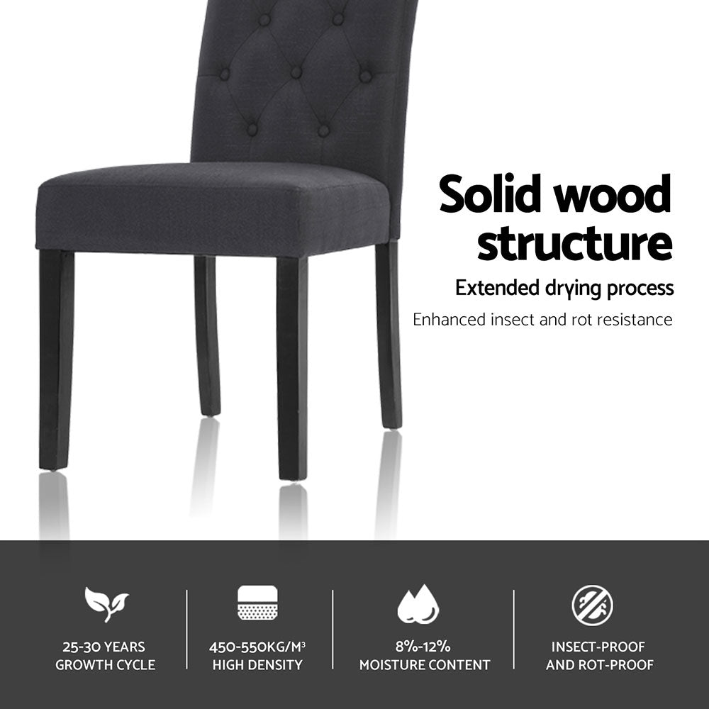 Artiss Dining Chairs Set of 4 Linen Parsons Chair Dark Grey-Furniture &gt; Dining &gt; Kitchen &amp; Dining Chairs-PEROZ Accessories