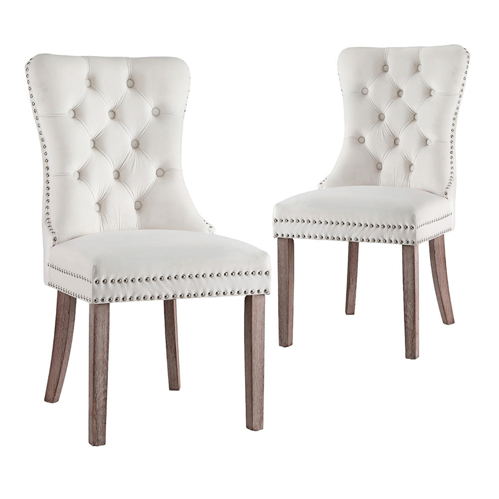 1 Set of 2 Artiss Dining Chairs Beige Velvet-Furniture &gt; Dining &gt; Kitchen &amp; Dining Chairs-PEROZ Accessories
