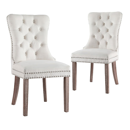 1 Set of 2 Artiss Dining Chairs Beige Velvet-Furniture &gt; Dining &gt; Kitchen &amp; Dining Chairs-PEROZ Accessories