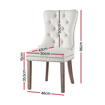 1 Set of 2 Artiss Dining Chairs Beige Velvet-Furniture &gt; Dining &gt; Kitchen &amp; Dining Chairs-PEROZ Accessories